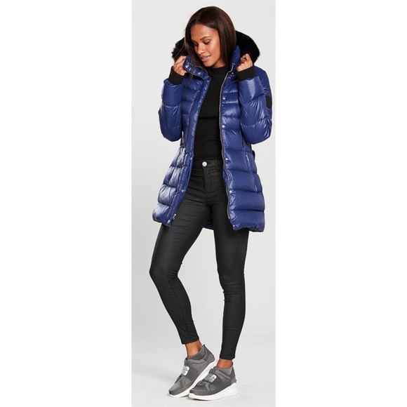 UGG | Valerie Belted Down Coat Nocturn Blue L NWT - Picture 2 of 16